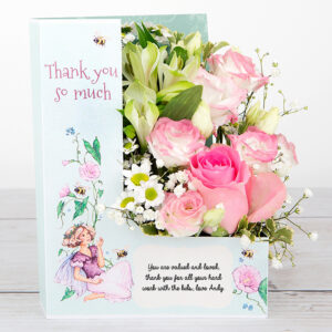 Pink Rose and White Alstroemeria with Gypsophila and Lisianthus Thank You Flowers